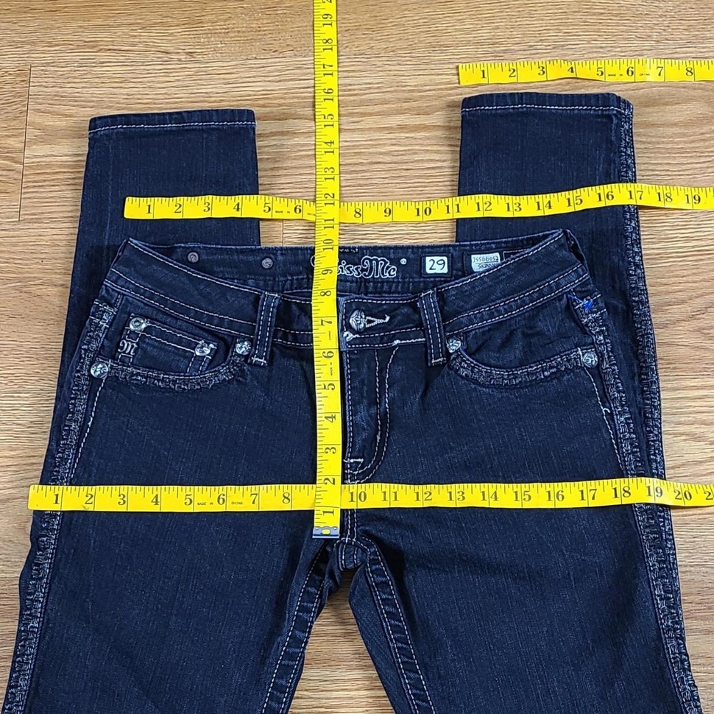 MISS ME VINTAGE WOMEN'S 29x30 SKINNY GIRLS ROCKER BLACK DENIM JEANS - Picture 2 of 8